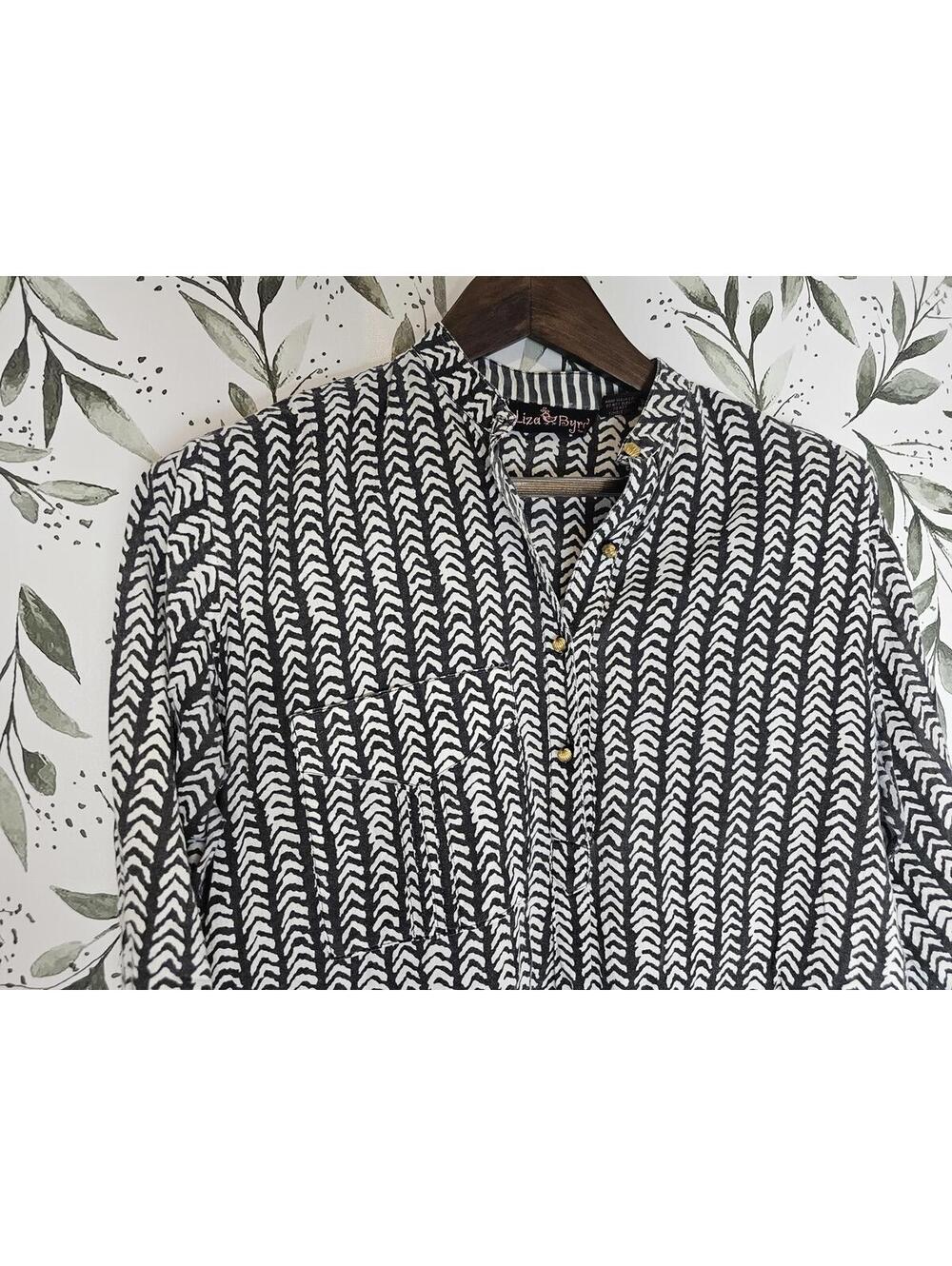 Liza Byrd Shirt Black Womens Size L Resort Wear